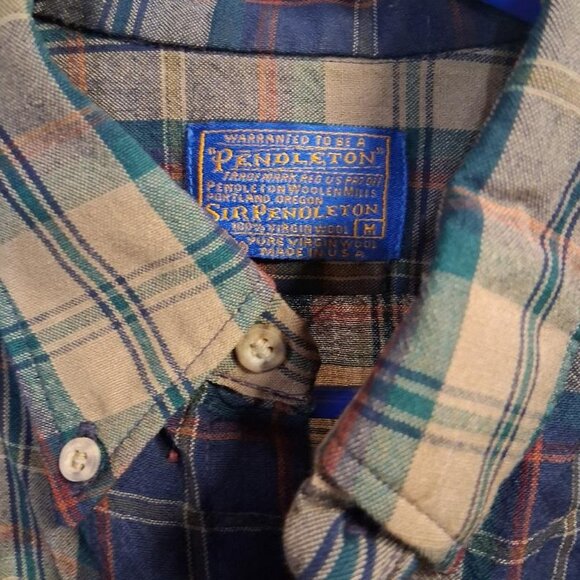 Pendleton Mens Medium Plaid Long Sleeve Button-Down Shirt - Picture 3 of 6